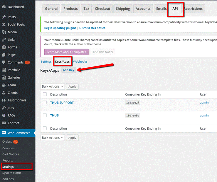 Settings for connecting T-HUB to